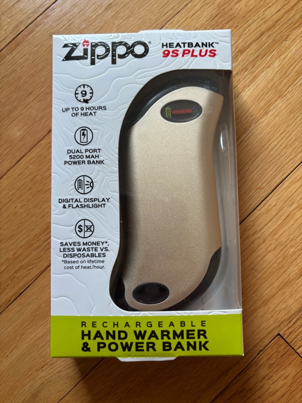 Zippo Heatbank 9S Plus Rechargeable Hand Warmer & Power Bank - Gold